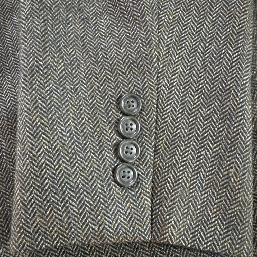 Jos A Bank Blazer Green Herringbone Tweed Wool Flannel Sport Coat Jacket Sz 44S